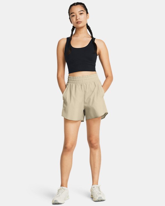 Women's UA Vanish Crinkle Long Shorts in Brown image number 2